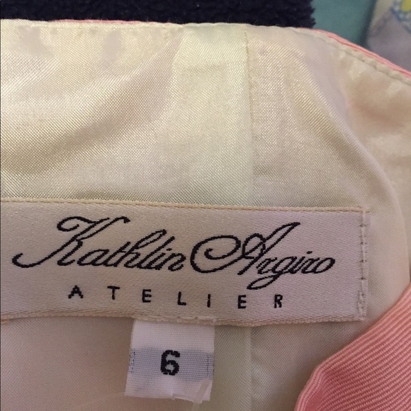 NWT Kathlin Argiro Atelier Pink Strapless Taffeta Gown with Pistachio Sash - Picture 11 of 16